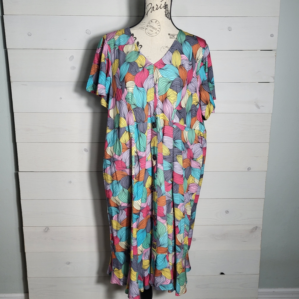NWT Parsley & Sage Dress Tropical Leaf Coastal Beach BOHO